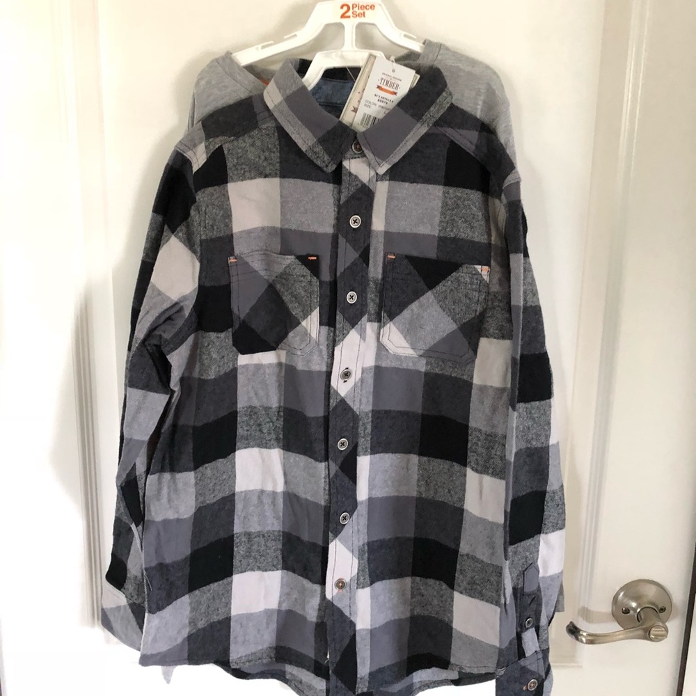 2 pack, long sleeve tee and flannel, brand new!